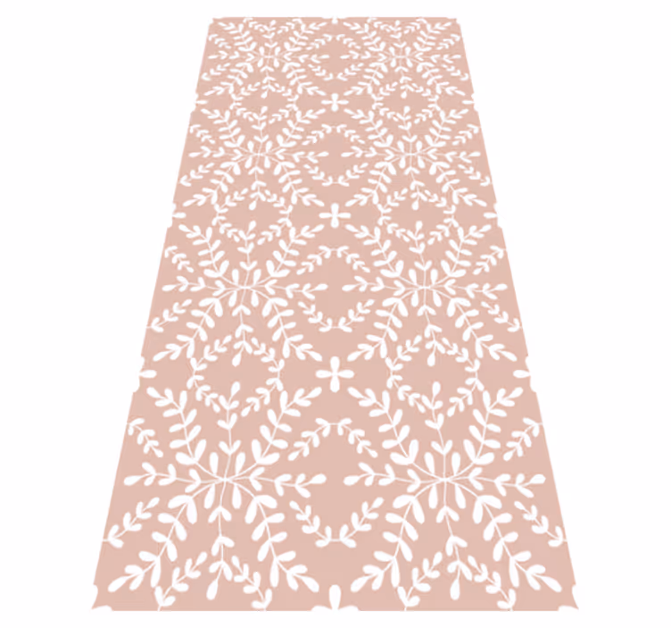 Alfombra vinílica flores hojas ornamentales vintage - TenVinilo