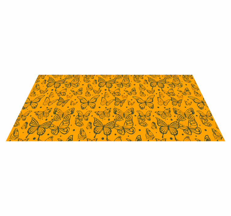 Alfombra vinílica flores fondo de plantas mariposa - TenVinilo