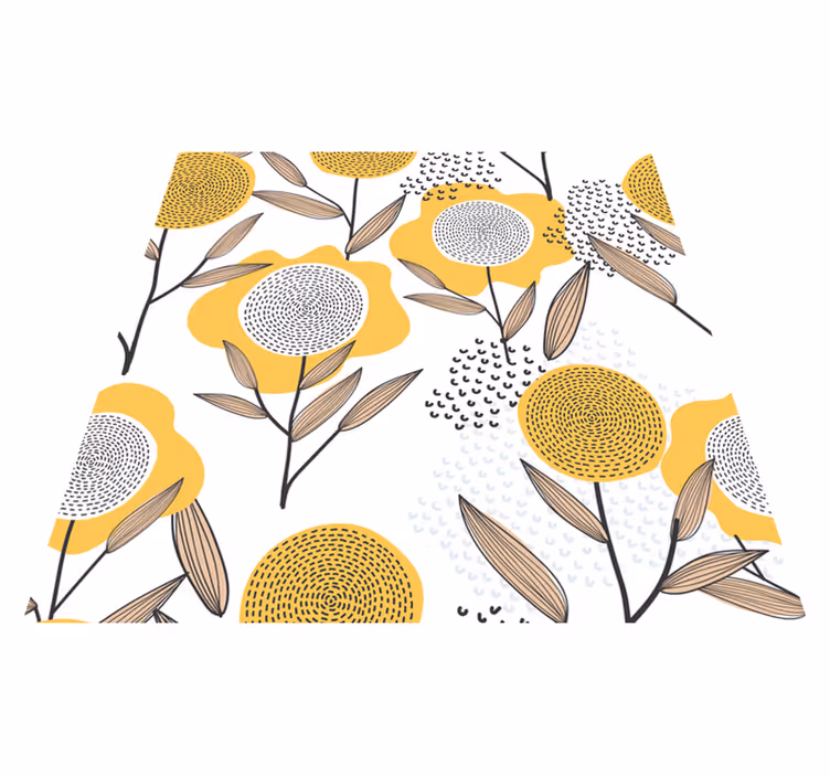 Alfombra vinílica dormitorio estampado floral amarillo - TenVinilo
