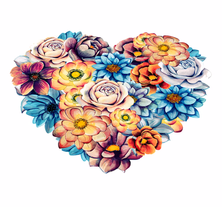 Alfombra vinílica dormitorio arreglo floral corazón - TenVinilo