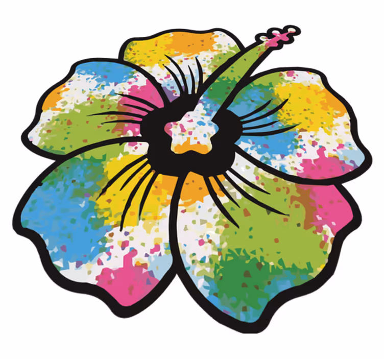 Alfombra vinílica dormitorio flor de hibisco colorida - TenVinilo