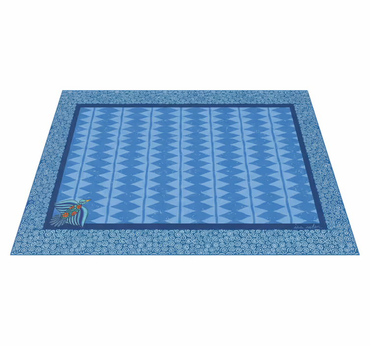 Alfombra vinílica salón patrón de pájaros azules - TenVinilo