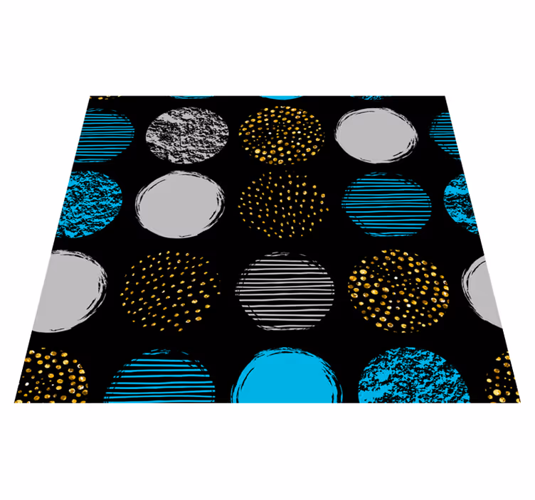 Alfombra vinílica geométrica con patrón de lunares negros - TenVinilo