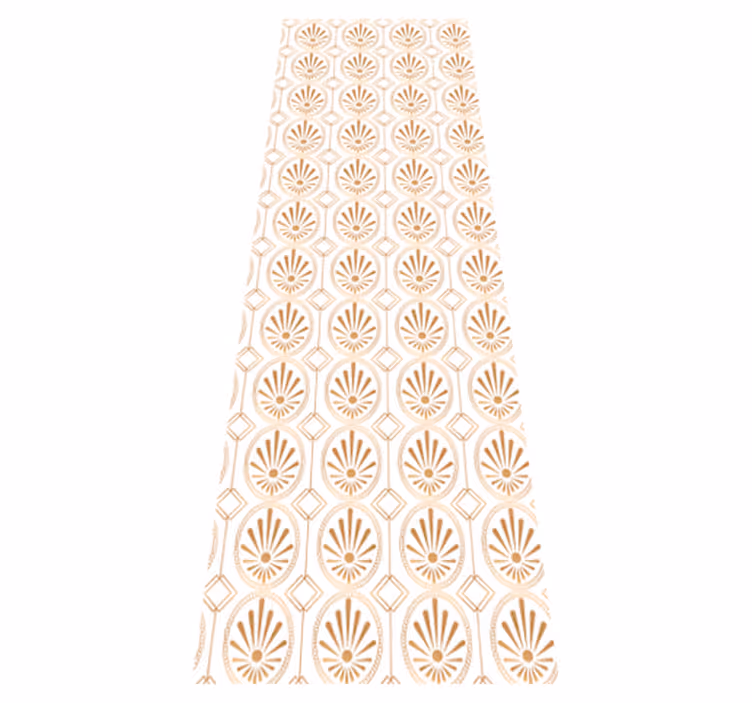 Alfombra vinílica geométrica patrón deco blanco y oro - TenVinilo