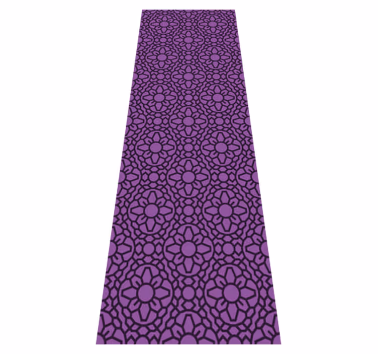 Alfombra vinílica geométrica flores moradas en círculo - TenVinilo