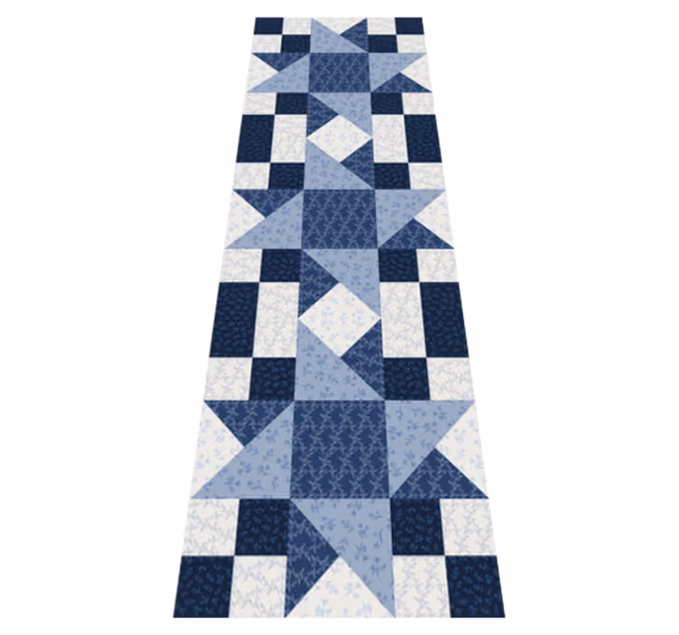 Alfombra vinílica geométrica diseño triángulo estrella azul - TenVinilo