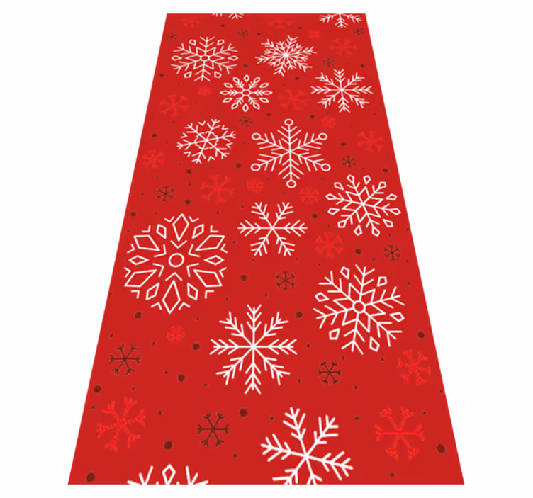 Alfombra vinílica navidad copos de nieve sobre rojo - TenVinilo