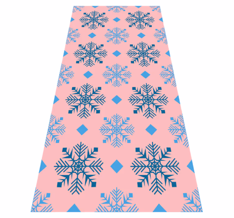 Alfombra vinílica navidad copos de nieve rosas y azules - TenVinilo