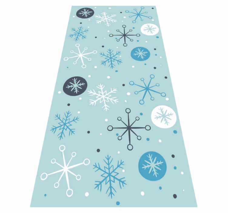 Alfombra vinílica navidad copos de nieve azules y blancos - TenVinilo