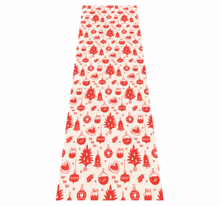 Alfombra vinílica navidad diseño navideño rojo y rosa - TenVinilo