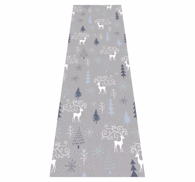 Alfombra vinílica navidad renos y árboles blancos - TenVinilo
