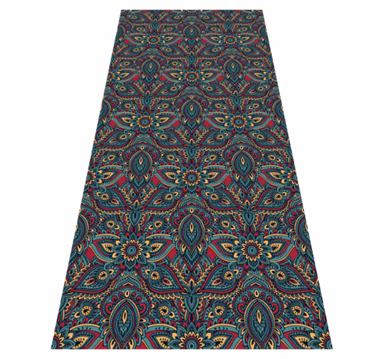 Alfombra vinílica dormitorio patrón indígena rojo - TenVinilo