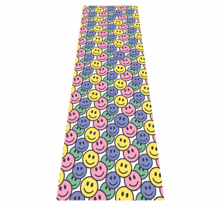 Alfombra vinílica dormitorio caras sonrientes pasteles - TenVinilo