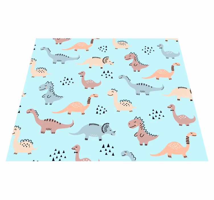 Alfombra vinílica dormitorio fondo azul con dinosaurios - TenVinilo