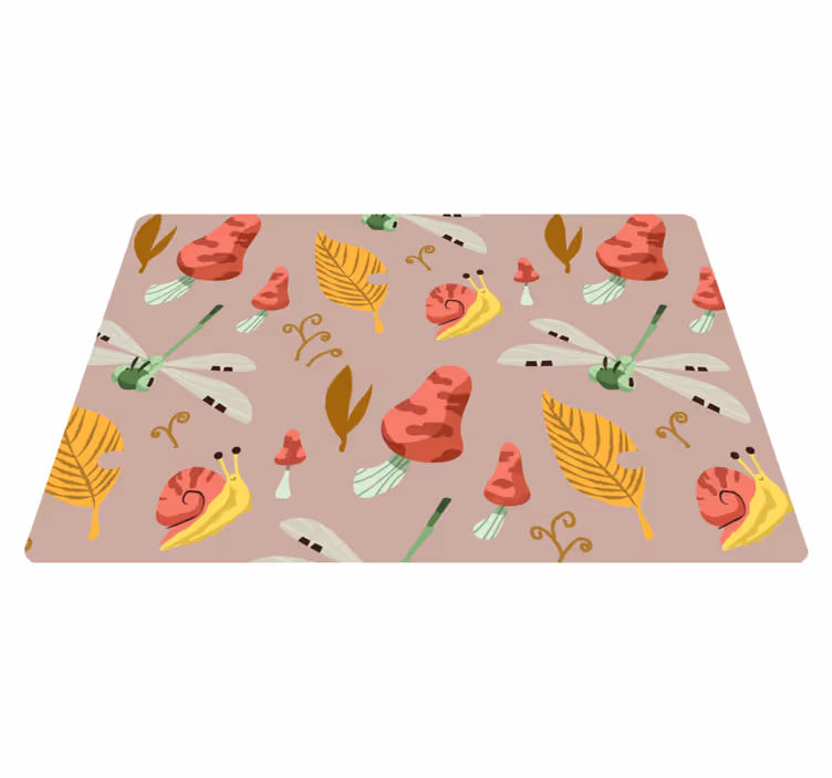 Alfombra vinílica naturaleza patrón de fauna y flora otoño - TenVinilo