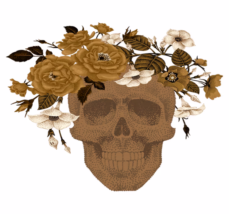 Alfombra vinílica naturaleza arreglo floral con calavera - TenVinilo