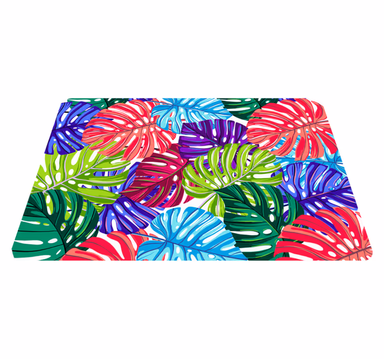 Alfombra vinílica flores monstera tropical - TenVinilo