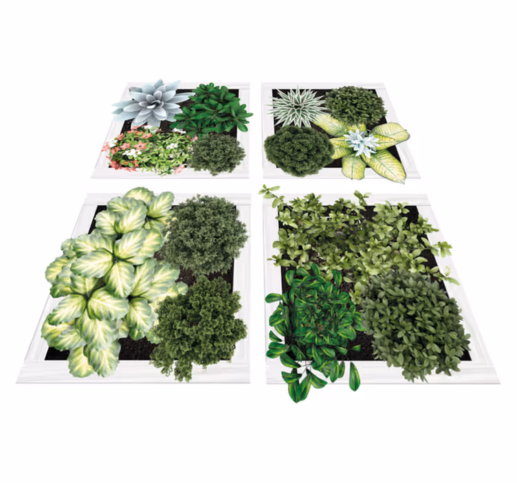 Alfombra vinílica flores azulejos de jardín verticales - TenVinilo