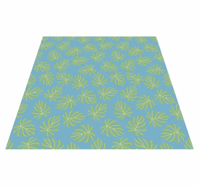 Alfombra vinílica flores diseño hojas verdes de verano - TenVinilo