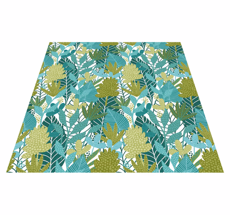 Alfombra vinílica flores diseño hojas tropicales boho - TenVinilo