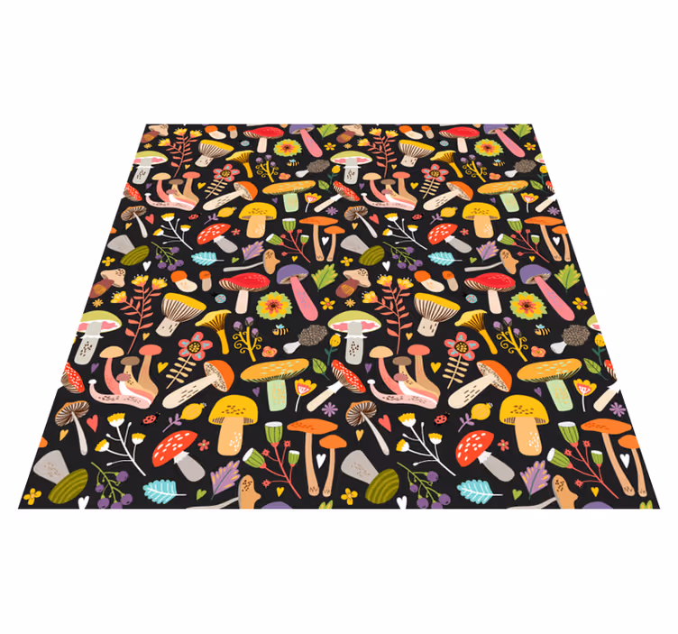 Alfombra vinílica flores diseño setas de otoño - TenVinilo