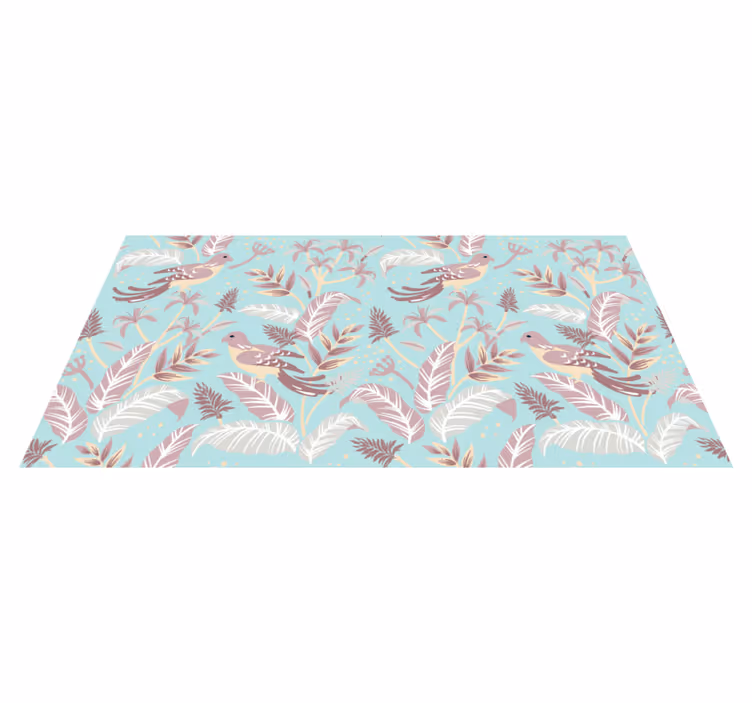 Alfombra vinílica flores patrón de flores azul y rosa - TenVinilo