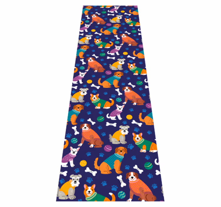 Alfombra vinílica dormitorio patrón colorido de perros - TenVinilo