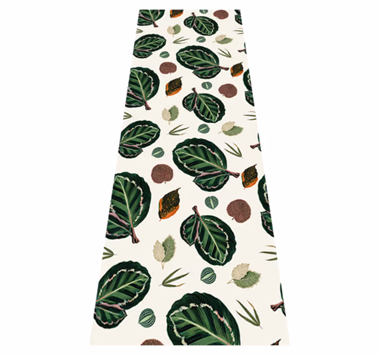 Alfombra vinílica dormitorio hojas maranta verde rojo - TenVinilo