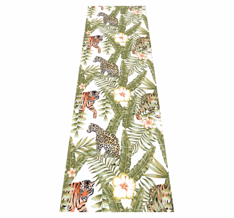 Alfombra vinílica dormitorio hojas tropicales de leopardos - TenVinilo