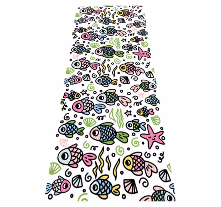 Alfombra vinílica dormitorio diseño peces multicolor - TenVinilo
