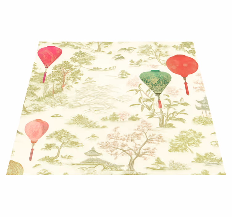 Alfombra vinílica dormitorio paisaje chinoiserie - TenVinilo