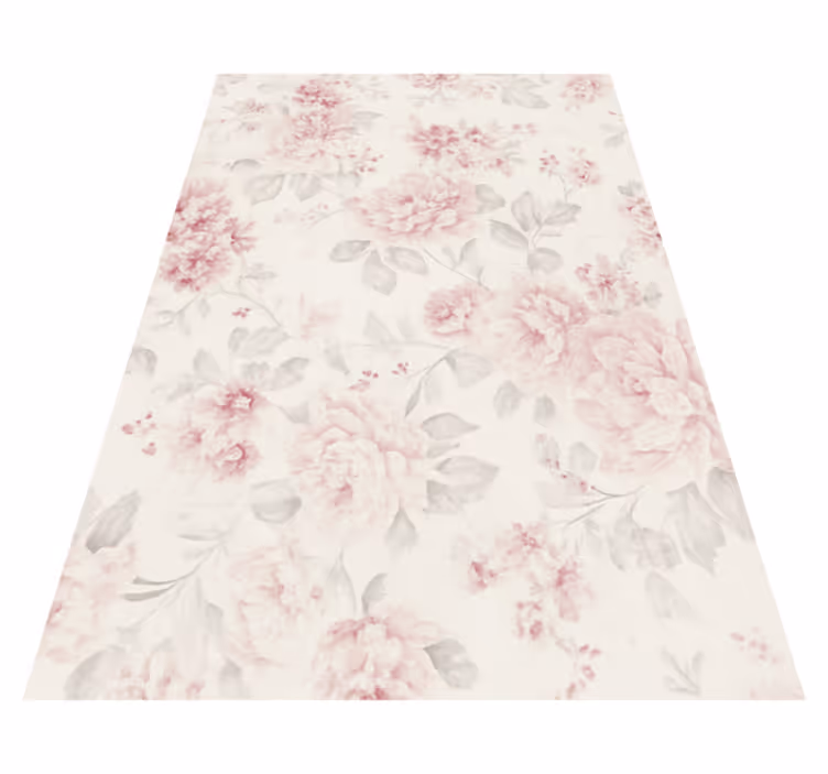 Alfombra vinílica dormitorio diseño floral rosa vintage - TenVinilo