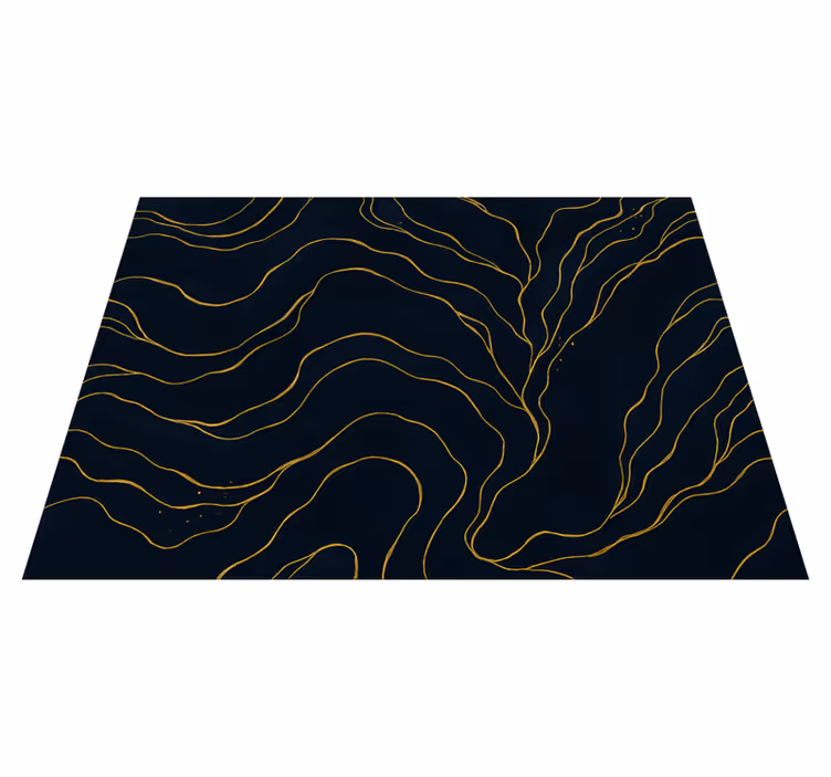 Alfombra vinílica dormitorio mármol azul oscuro y dorado - TenVinilo