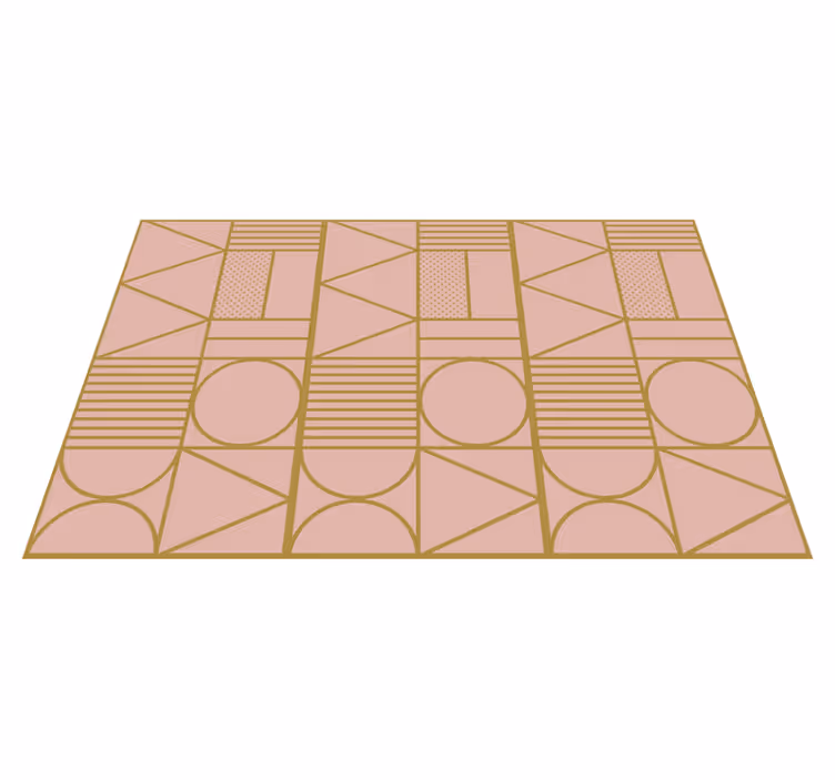 Alfombra vinílica geométrica bloque oro y rosa - TenVinilo