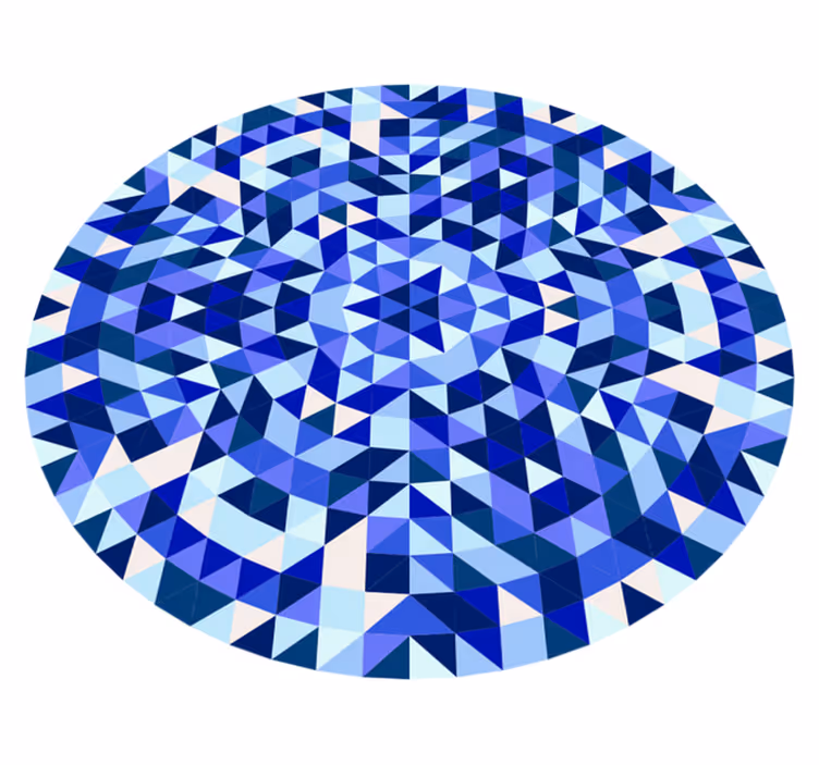Alfombra vinílica geométrica patrón circular azul - TenVinilo