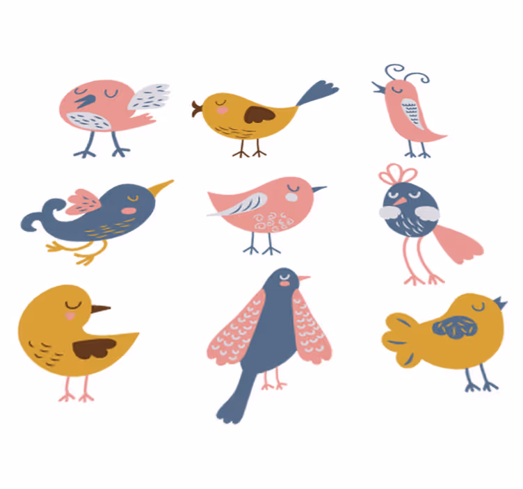 Alfombra vinílica infantil sticker pegatina nueve pájaros - TenVinilo