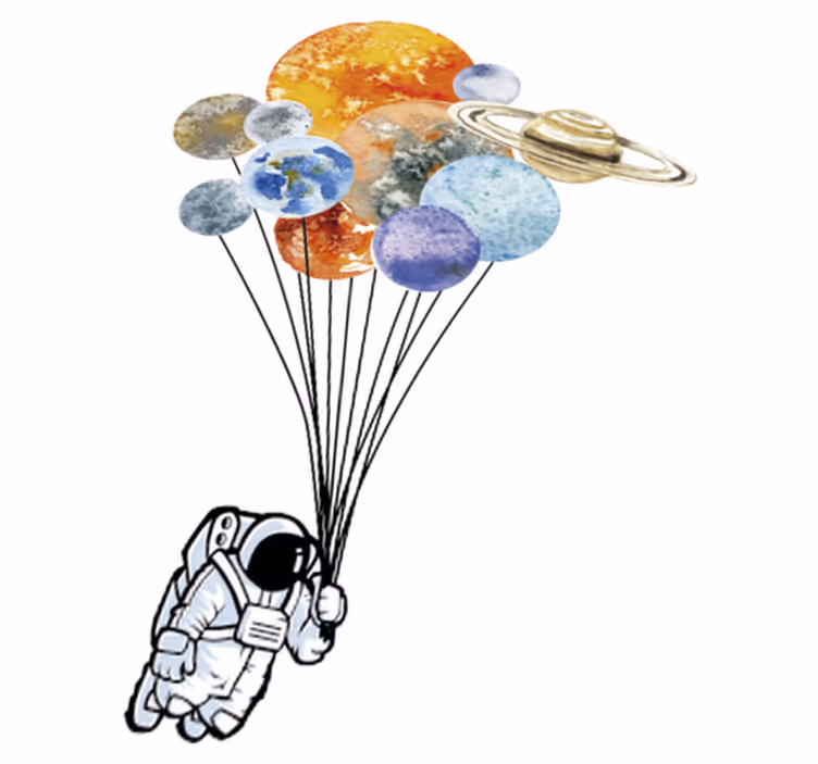 Alfombra vinílica infantil astronauta con globos de colores - TenVinilo