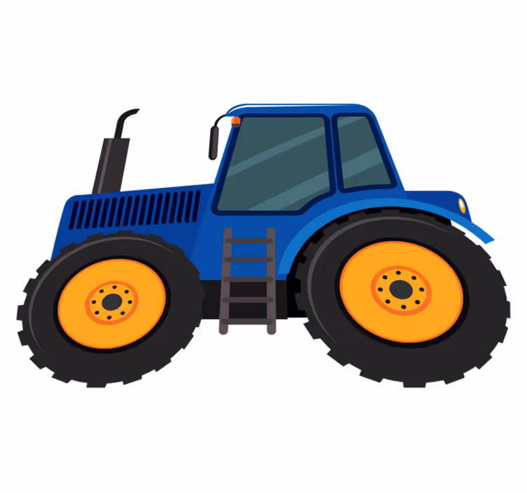 Alfombra vinílica infantil tractor azul - TenVinilo