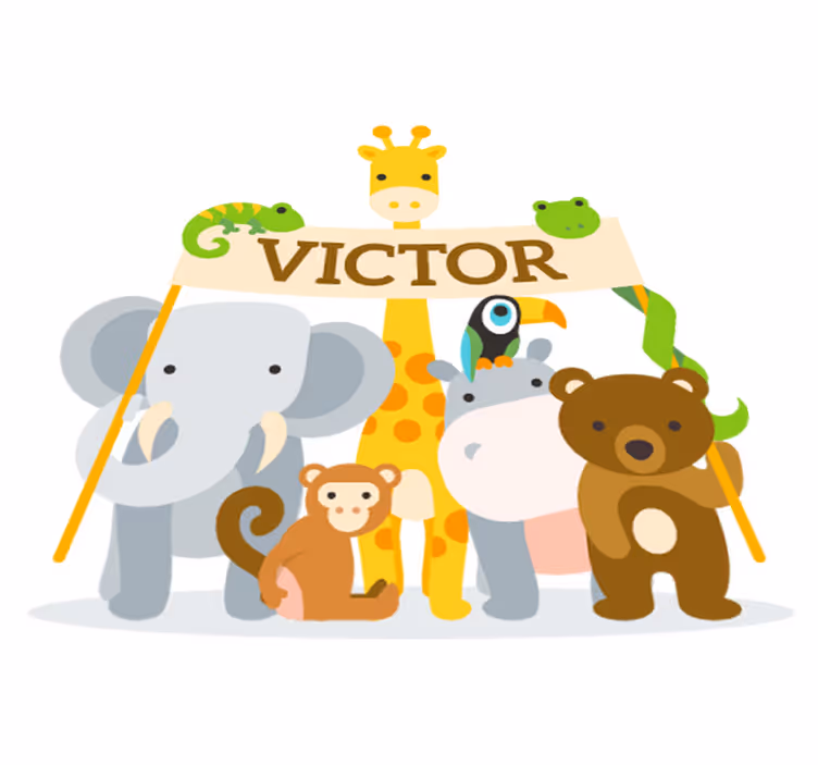 Alfombra vinílica infantil animales bienvenidos con nombre - TenVinilo