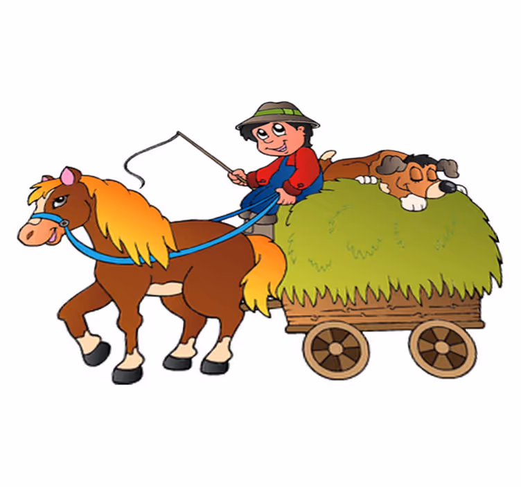 Alfombra vinílica infantil caballito de madera con carrito - TenVinilo