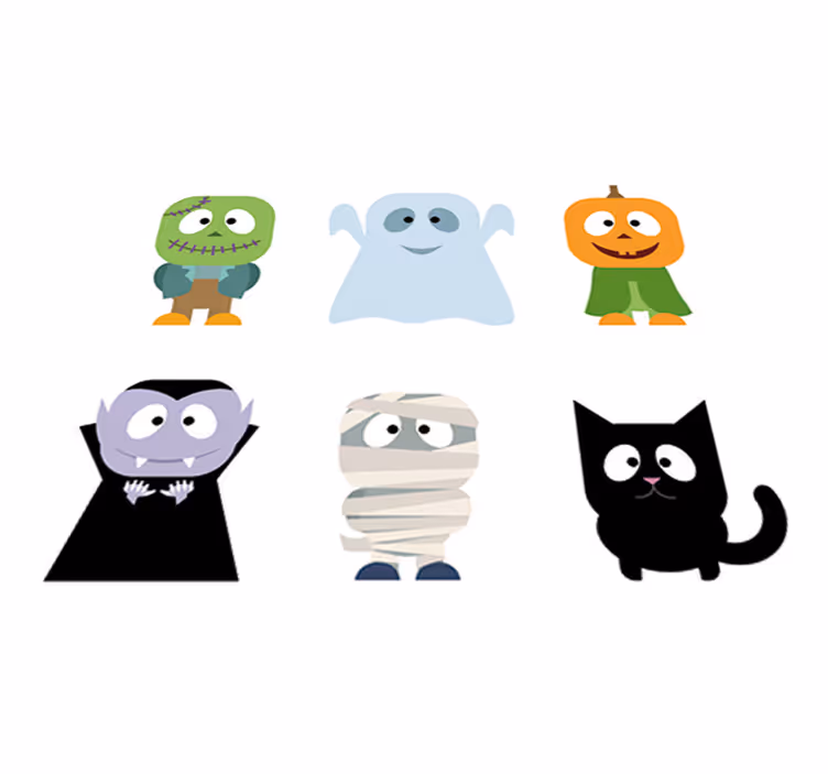 Alfombra vinílica infantil pegatinas de monstruos halloween - TenVinilo