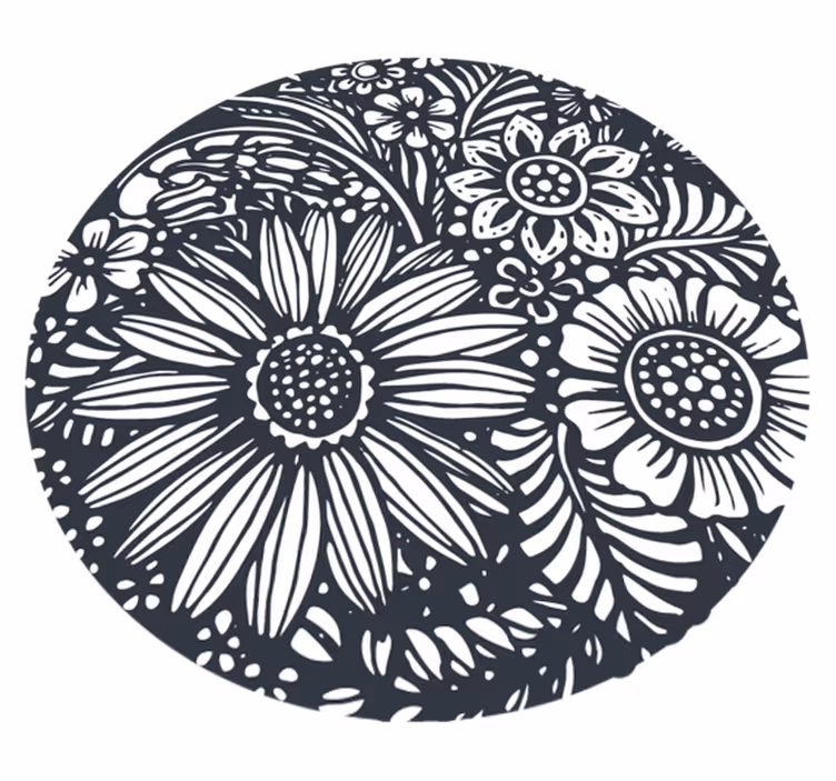 Alfombra vinílica dormitorio diseño de flores redondas - TenVinilo