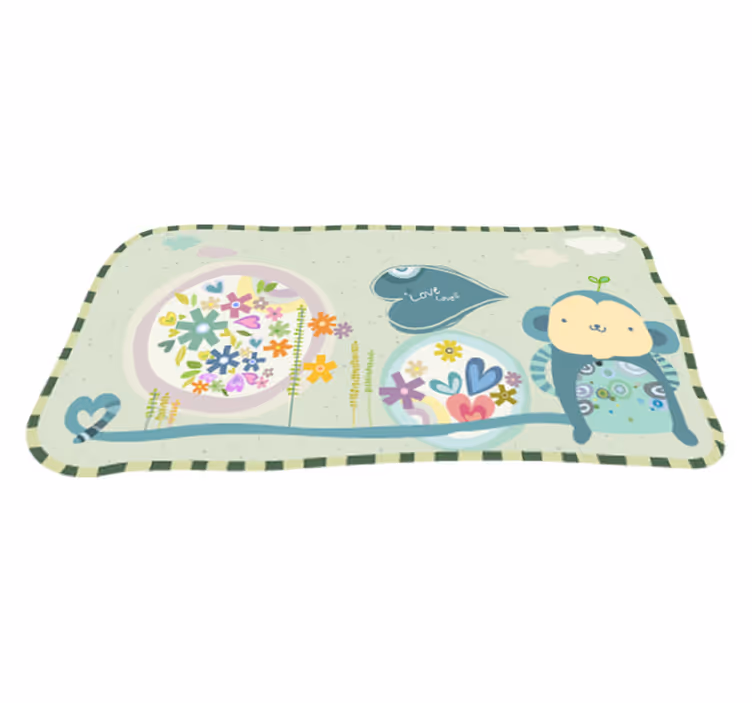 Alfombra vinílica infantil mono enmarcado - TenVinilo