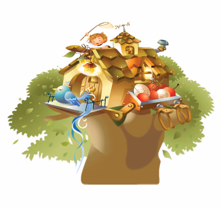 Alfombra vinílica juegos ilustración casa árbol - TenVinilo