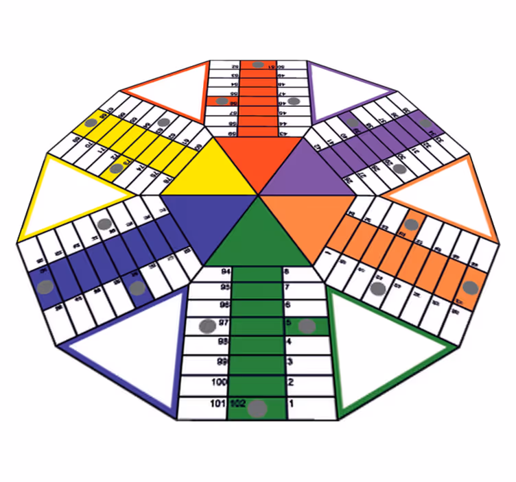 Alfombra vinílica juegos tablero parchís geométrico - TenVinilo