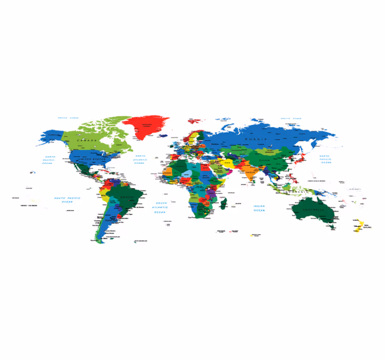 Alfombra vinílica mapamundi vinilo mapa del mundo a color - TenVinilo