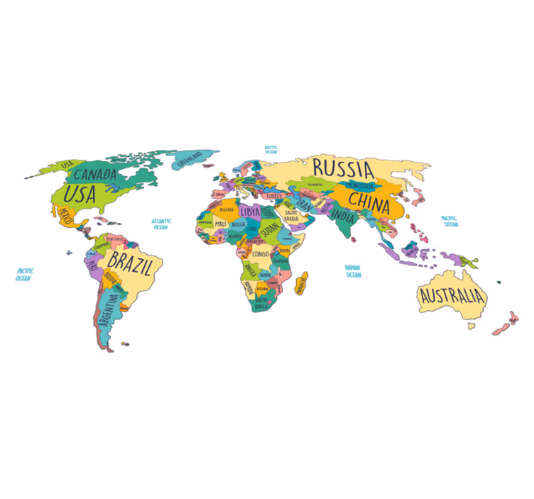 Alfombra vinílica mapamundi mapa político del mundo - TenVinilo
