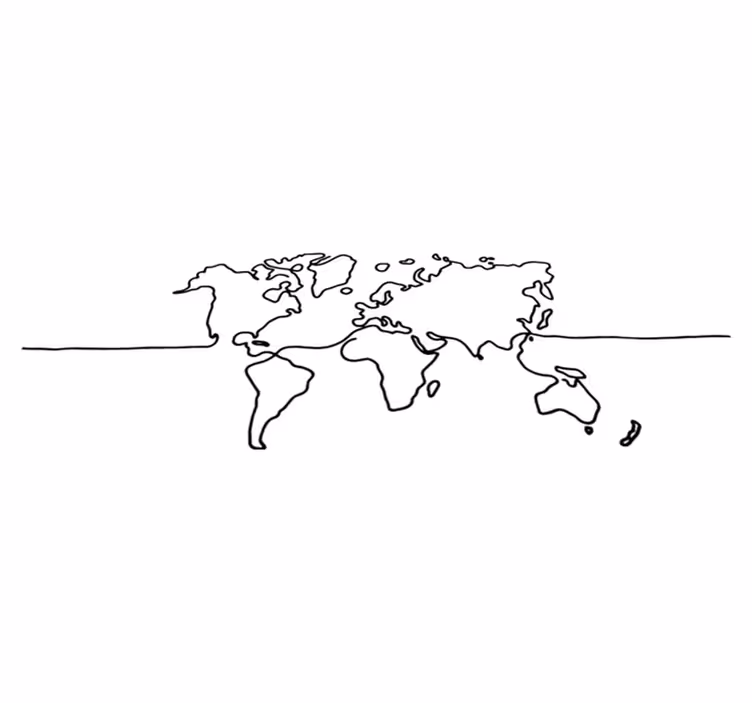 Alfombra vinílica mapamundi arte lineal mundial - TenVinilo