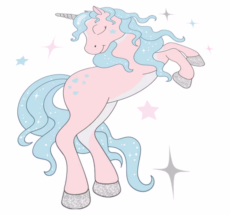 Alfombra vinílica infantil diseño de unicornios brillantes - TenVinilo