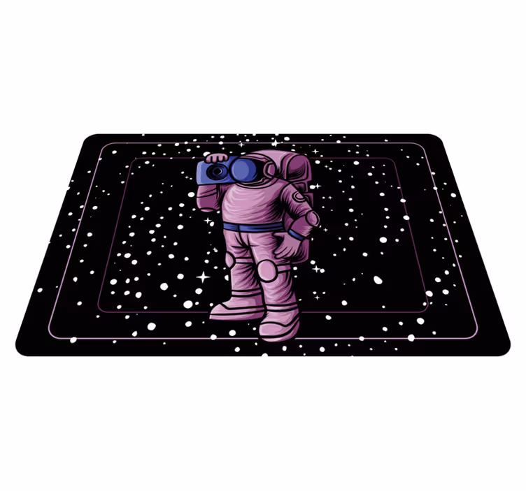 Alfombra vinílica infantil astronauta con radio - TenVinilo